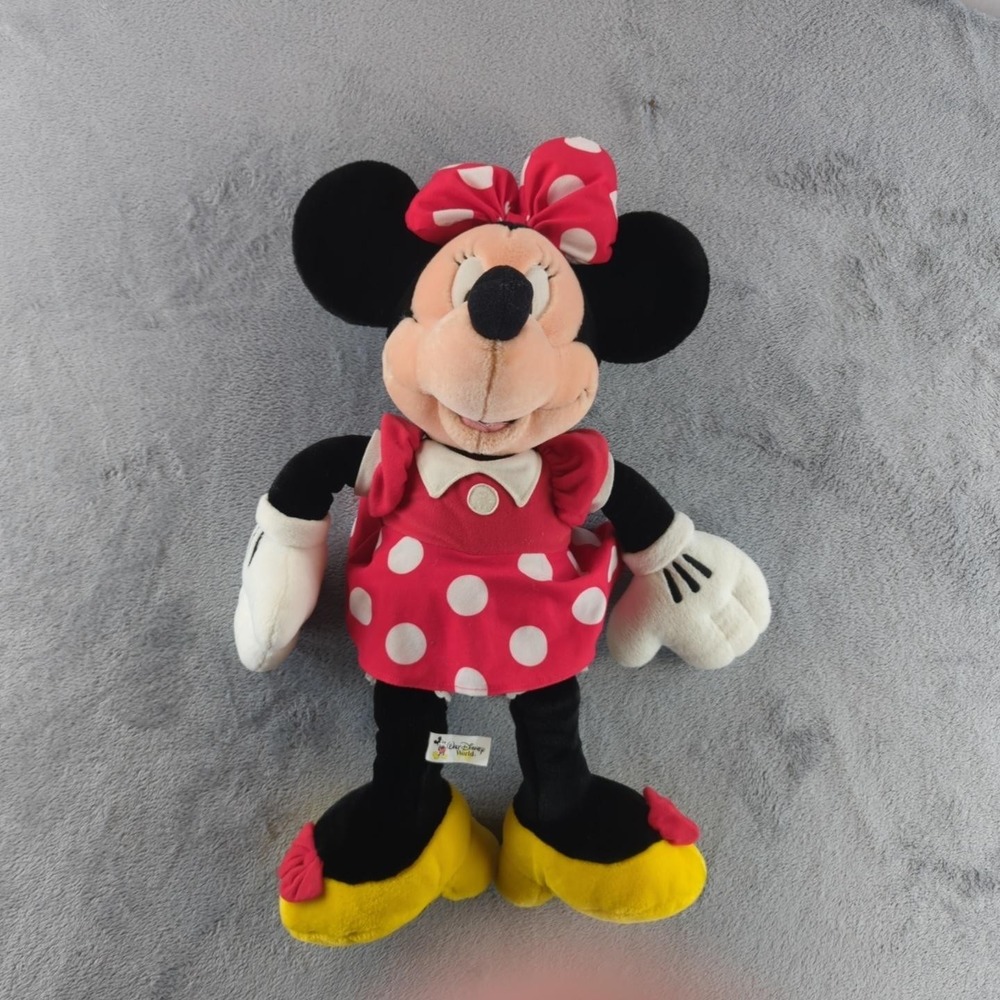 Disney Minnie Mouse Plush‎ Doll Stuffed Toy Walt Disney World Bow 16 Inch